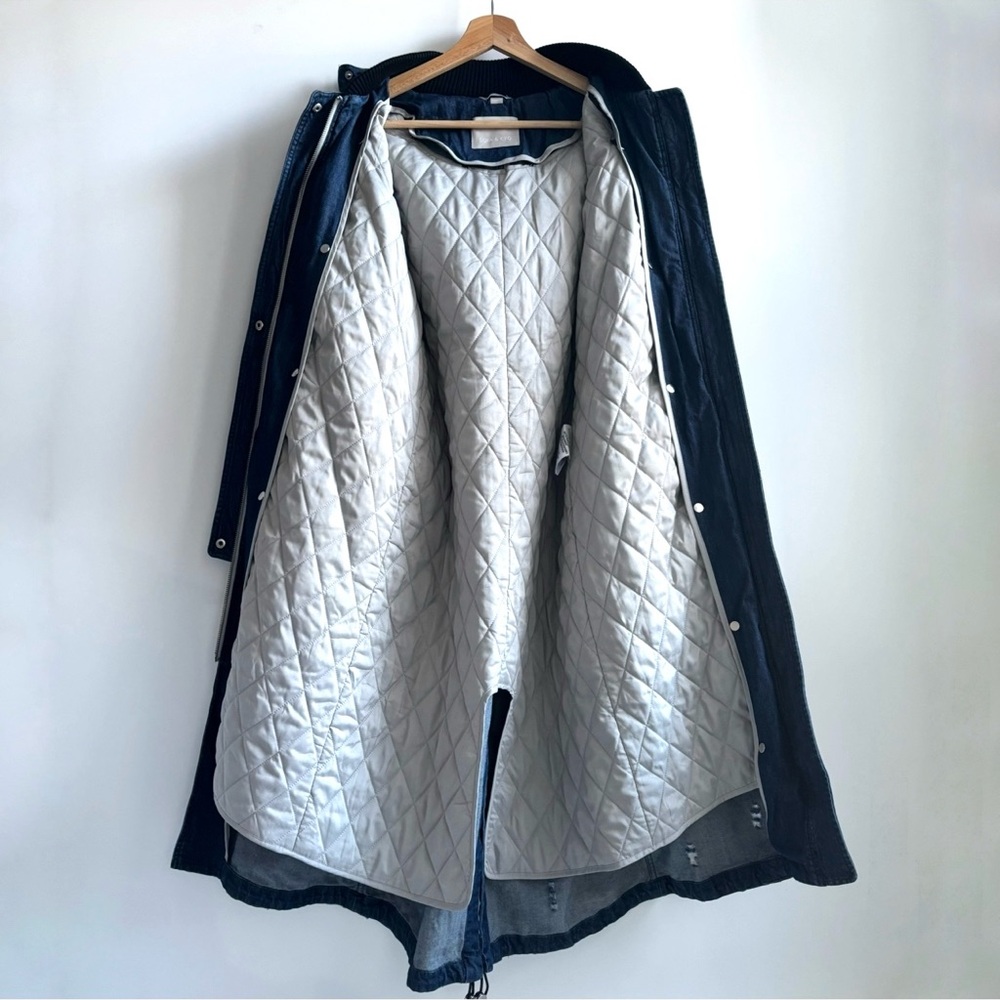 Soia & Kyo Reese Hooded Coat Jacket Blue Denim Coat Size XXS/2 Can Fits to Small - Picture 15 of 17